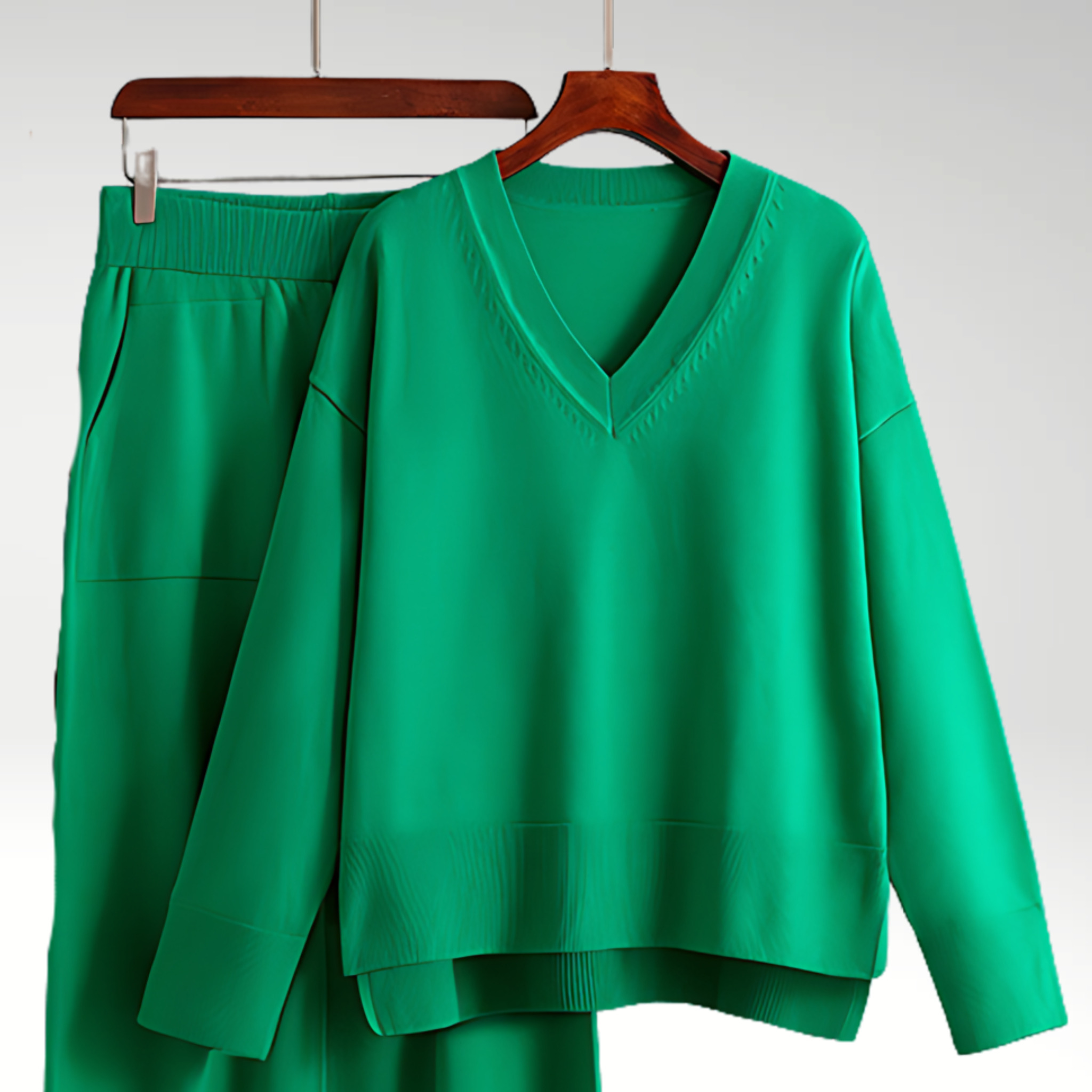 Bożena | Zestaw dwóch części Luxe z dekoltem V