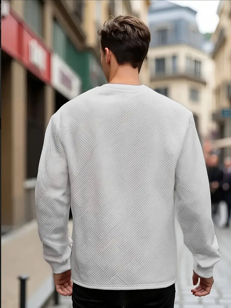 Łukasz | Sweter z Długim Rękawem w Stylu Casual z Geometrycznym Wzorem