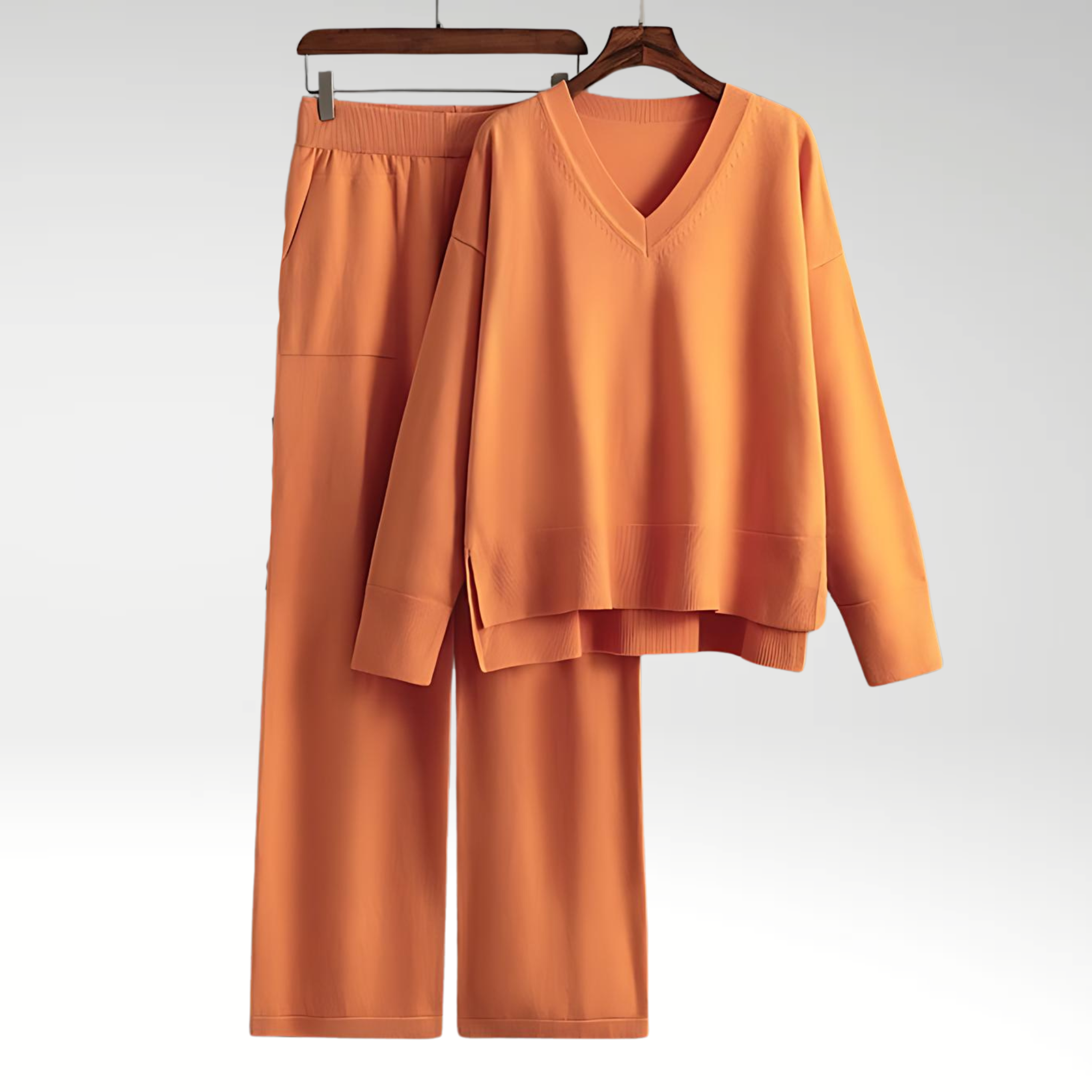 Dagmara | Zestaw Dwa Części Luxe z Dekoltem w Serek