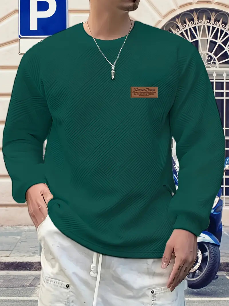 Łukasz | Sweter z Długim Rękawem w Stylu Casual z Geometrycznym Wzorem