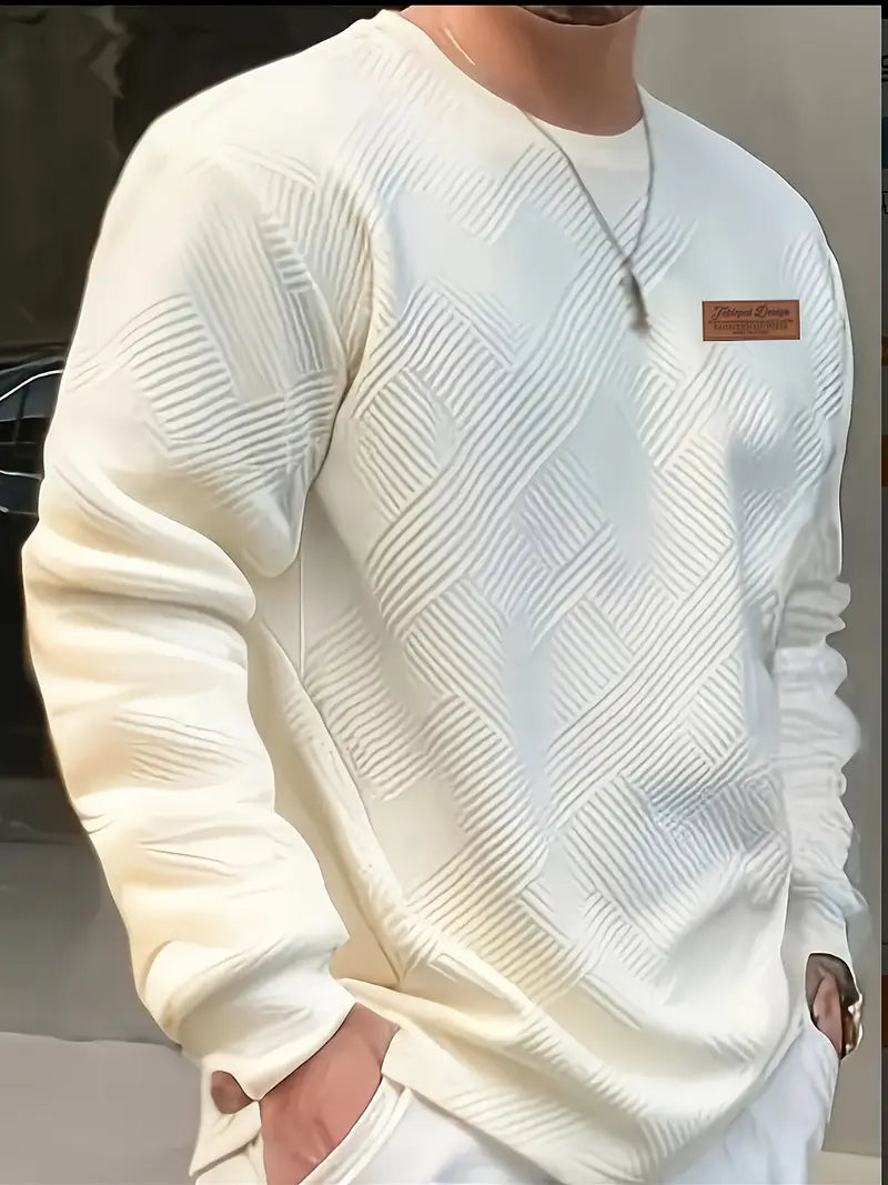 Łukasz | Sweter z Długim Rękawem w Stylu Casual z Geometrycznym Wzorem