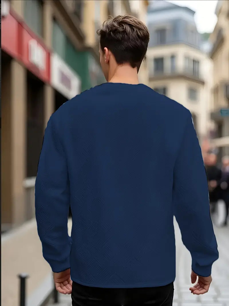 Łukasz | Sweter z Długim Rękawem w Stylu Casual z Geometrycznym Wzorem