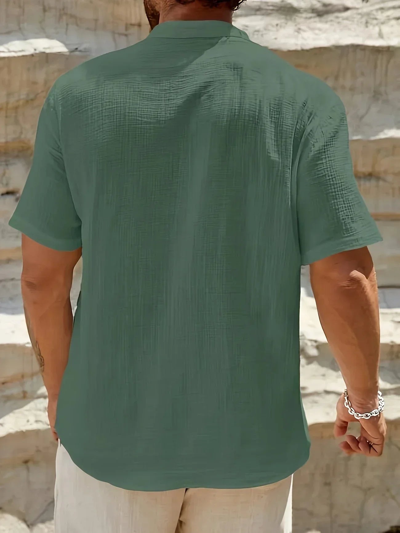 Marcel | Elegancka letnia koszula z wysokim kołnierzem