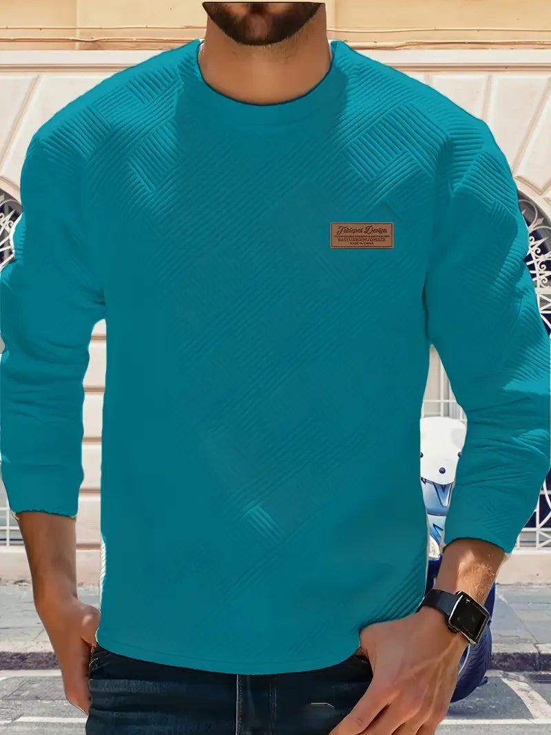 Łukasz | Sweter z Długim Rękawem w Stylu Casual z Geometrycznym Wzorem