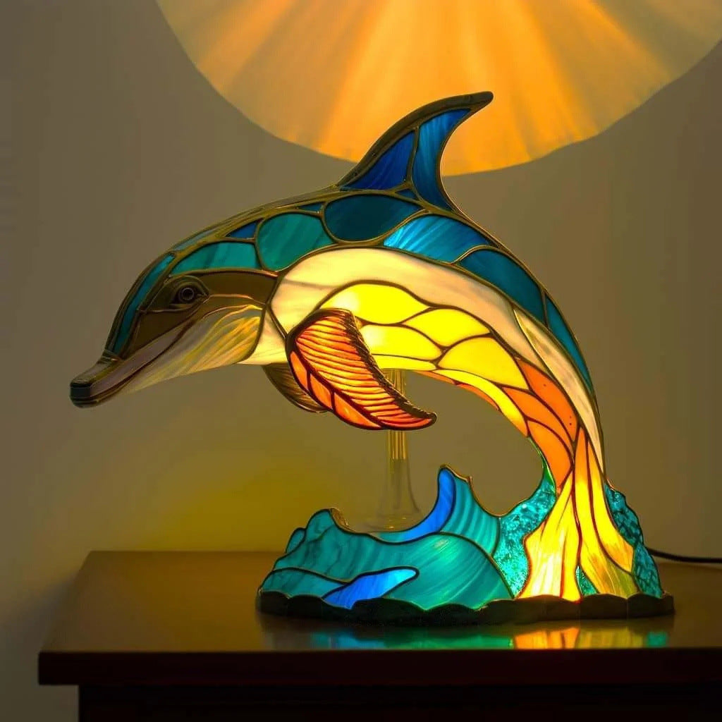 Marin – Magiczna lampa delfin w kolorowym szkle