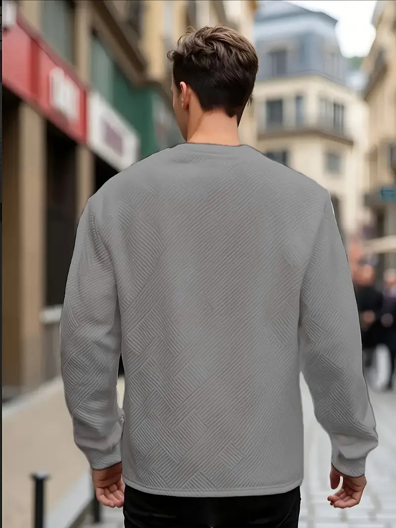 Łukasz | Sweter z Długim Rękawem w Stylu Casual z Geometrycznym Wzorem