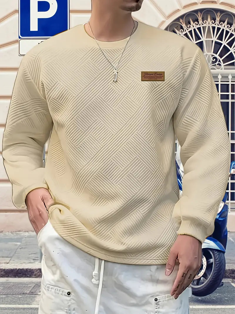 Łukasz | Sweter z Długim Rękawem w Stylu Casual z Geometrycznym Wzorem