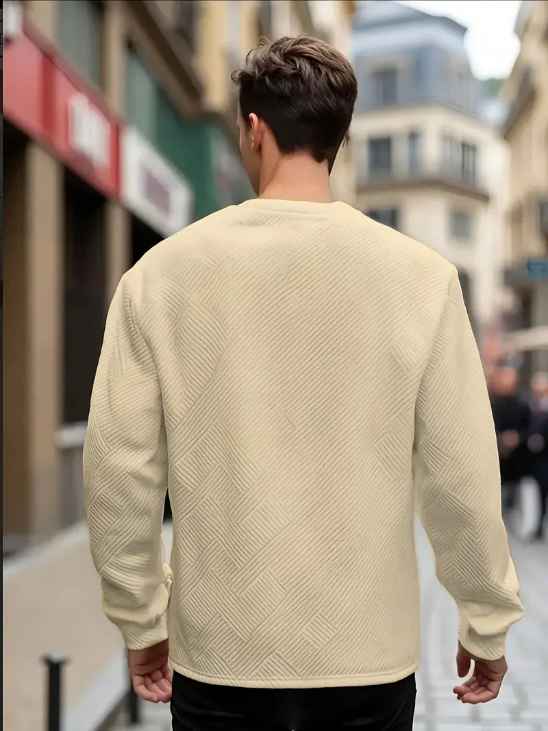 Łukasz | Sweter z Długim Rękawem w Stylu Casual z Geometrycznym Wzorem