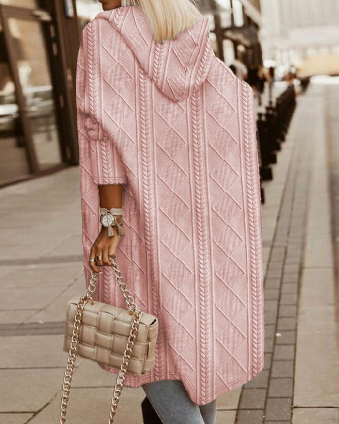 Lucyna | Długi kardigan z kapturem