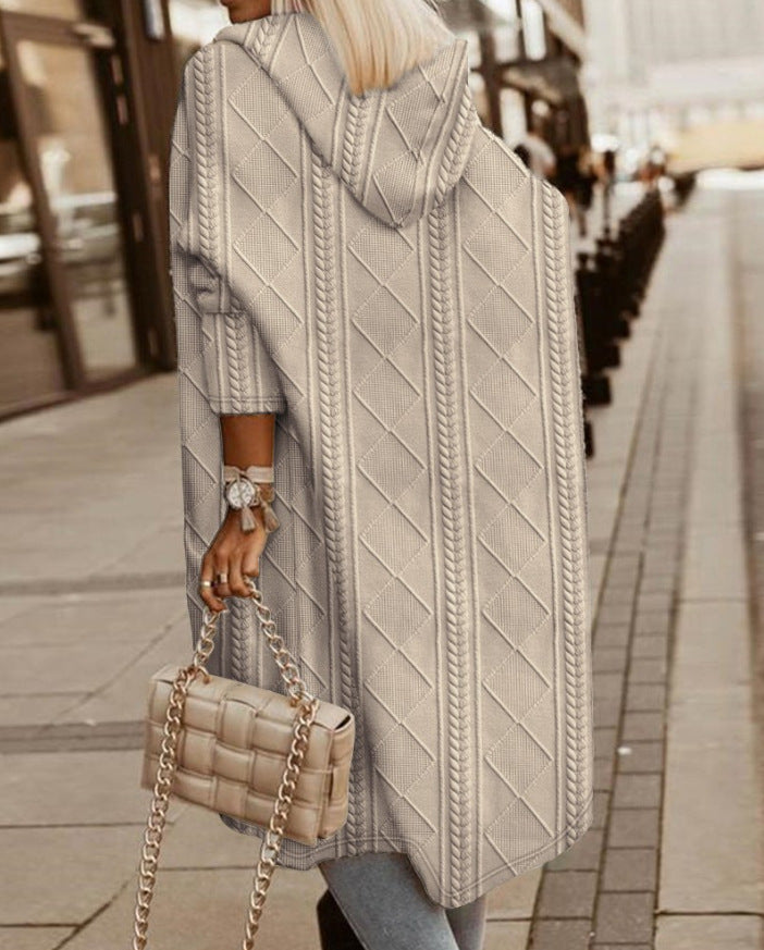 Lucyna | Długi kardigan z kapturem