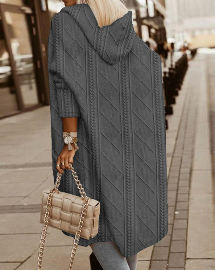 Lucyna | Długi kardigan z kapturem