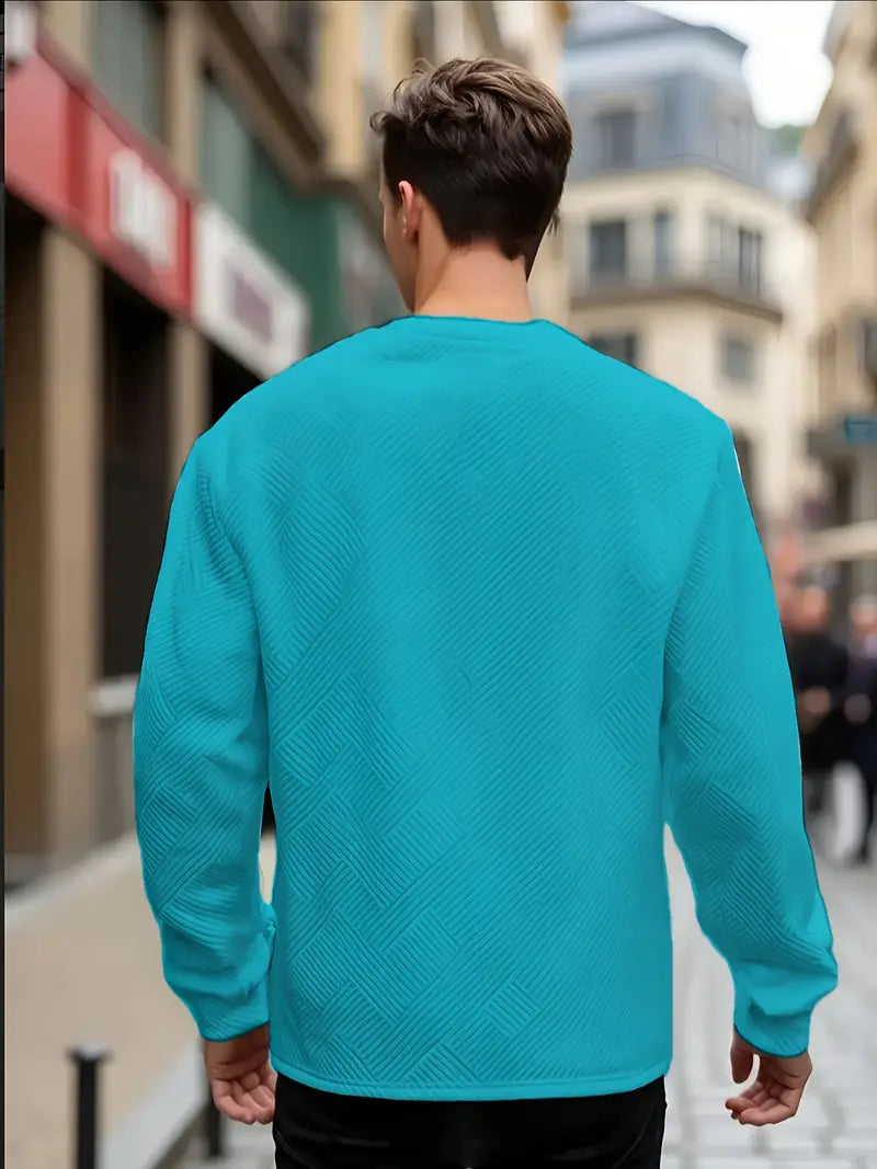 Łukasz | Sweter z Długim Rękawem w Stylu Casual z Geometrycznym Wzorem