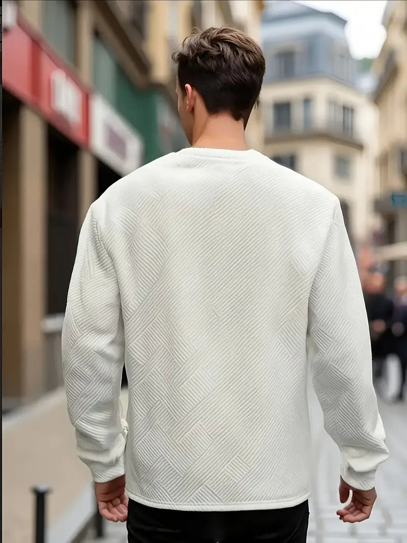 Łukasz | Sweter z Długim Rękawem w Stylu Casual z Geometrycznym Wzorem