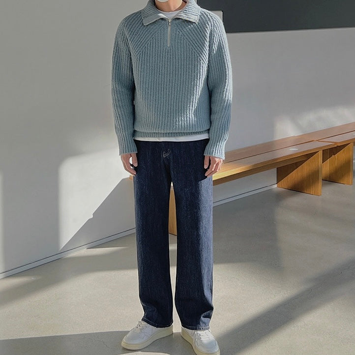 Sławomir | Pullover Azure z ćwierć zamkiem.