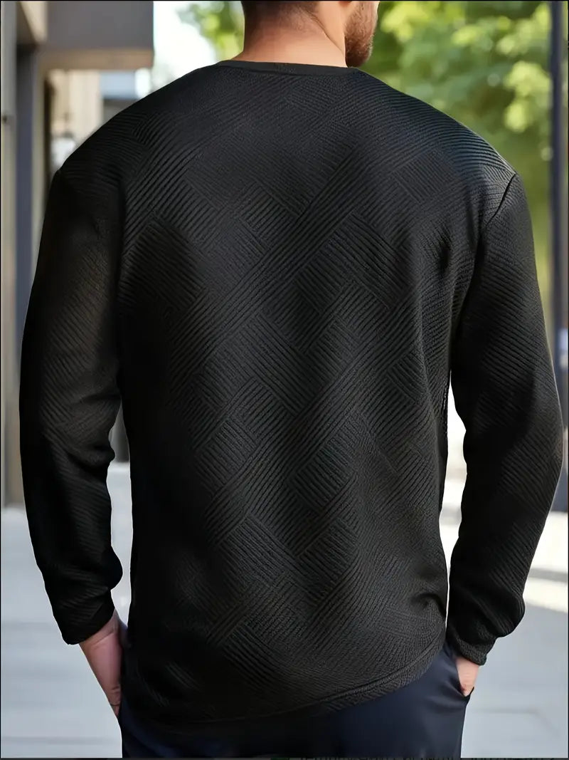Łukasz | Sweter z Długim Rękawem w Stylu Casual z Geometrycznym Wzorem