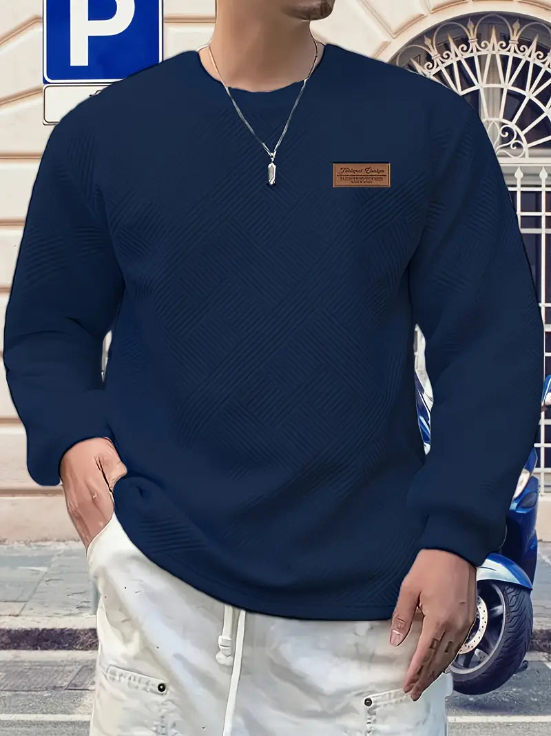 Łukasz | Sweter z Długim Rękawem w Stylu Casual z Geometrycznym Wzorem