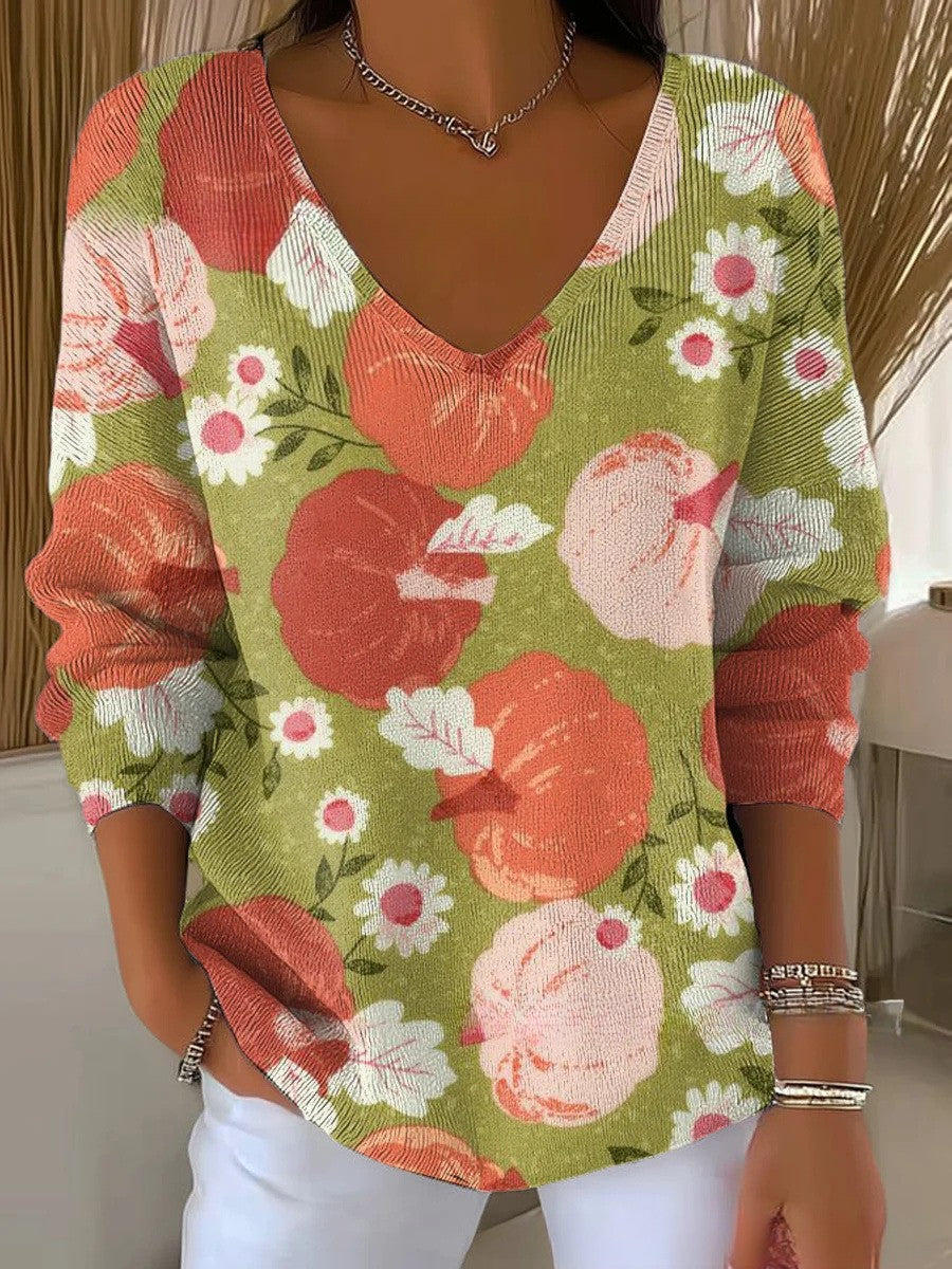 Anna | Sweter dzianinowy z dekoltem w serek