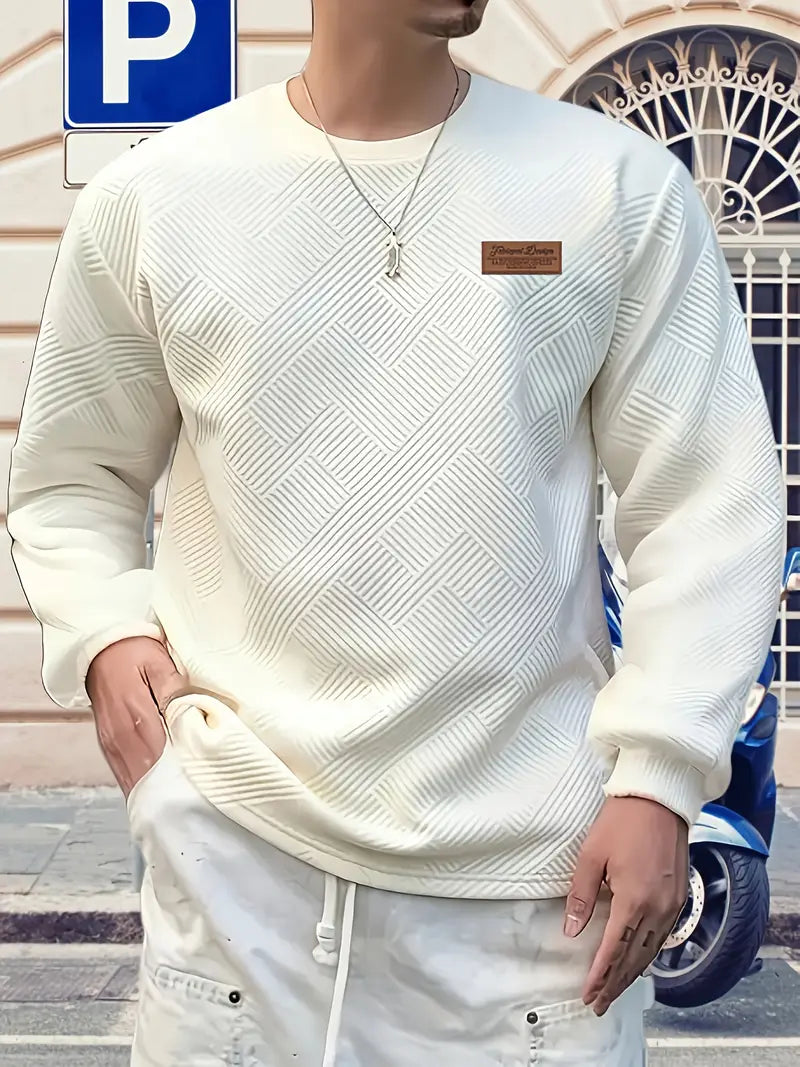 Łukasz | Sweter z Długim Rękawem w Stylu Casual z Geometrycznym Wzorem
