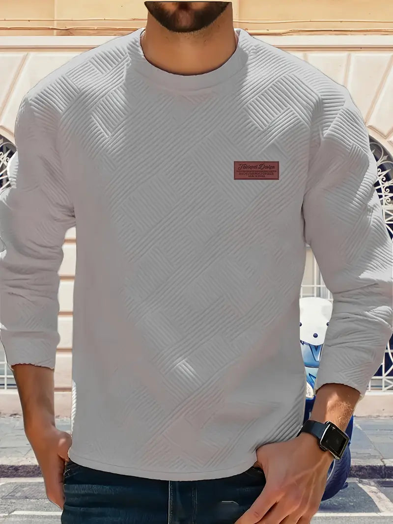 Łukasz | Sweter z Długim Rękawem w Stylu Casual z Geometrycznym Wzorem