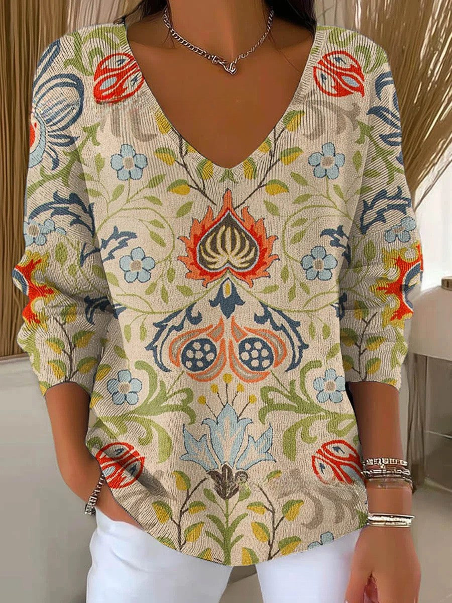 Aleksandra | Sweter dziany z dekoltem w serek